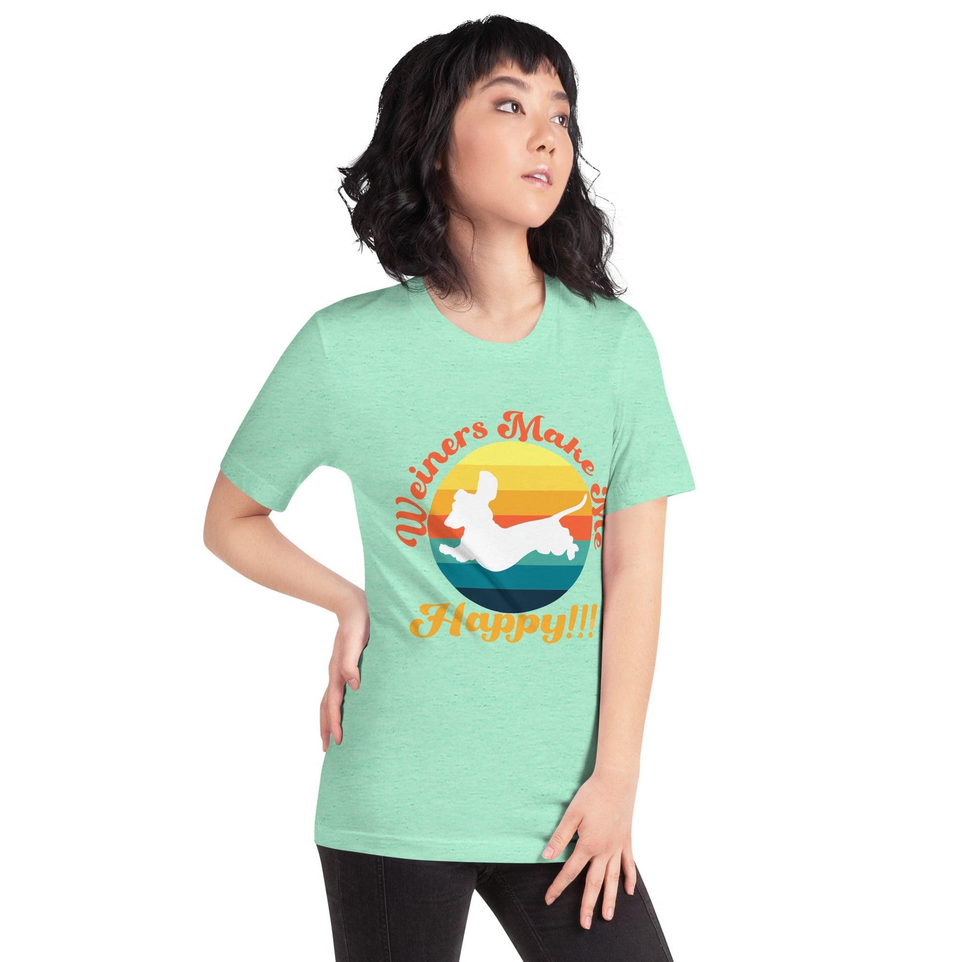 Weiners Make Me Happy Crew Neck T-Shirt - Pet Pride Tees