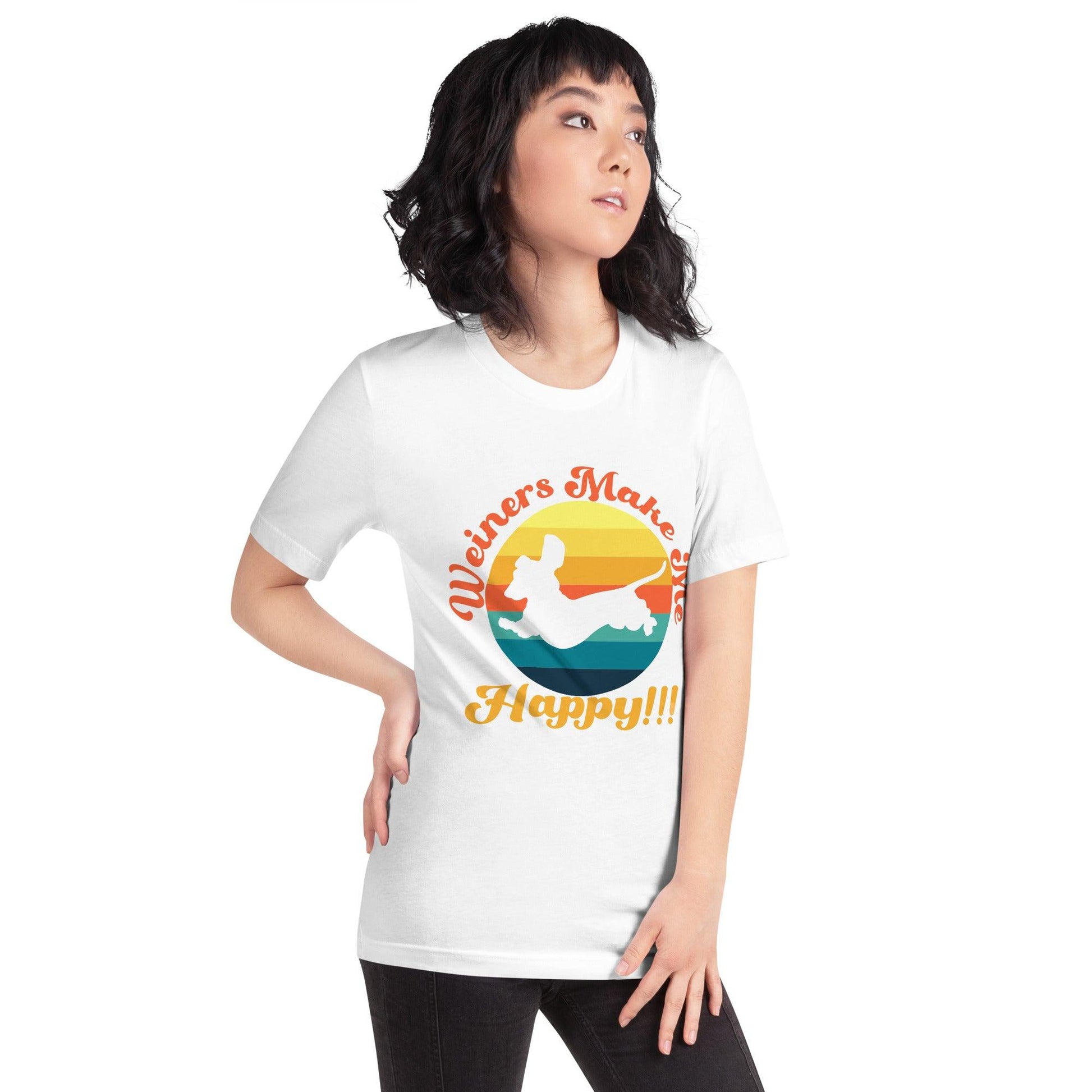 Weiners Make Me Happy Crew Neck T-Shirt - Pet Pride Tees