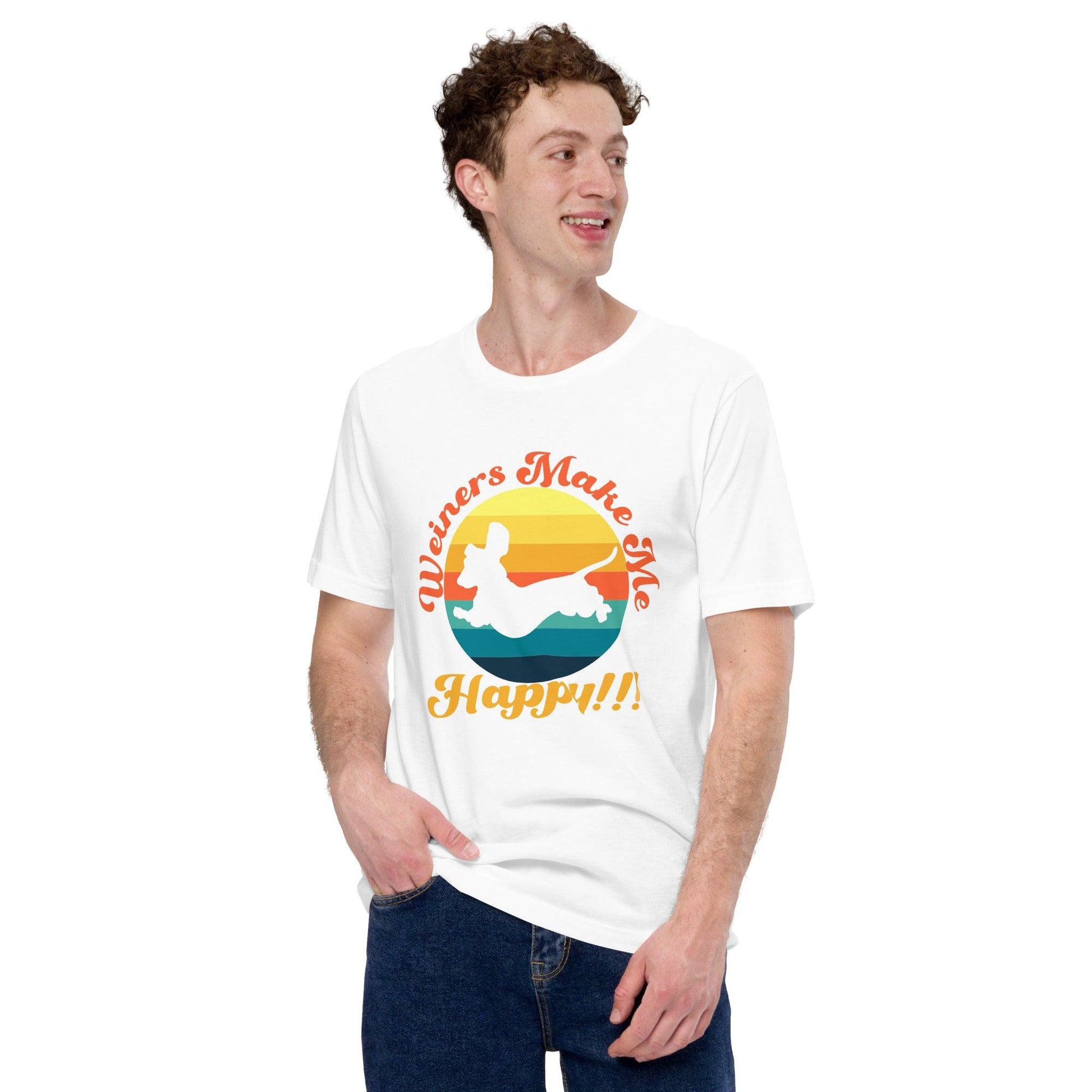 Weiners Make Me Happy Crew Neck T-Shirt - Pet Pride Tees