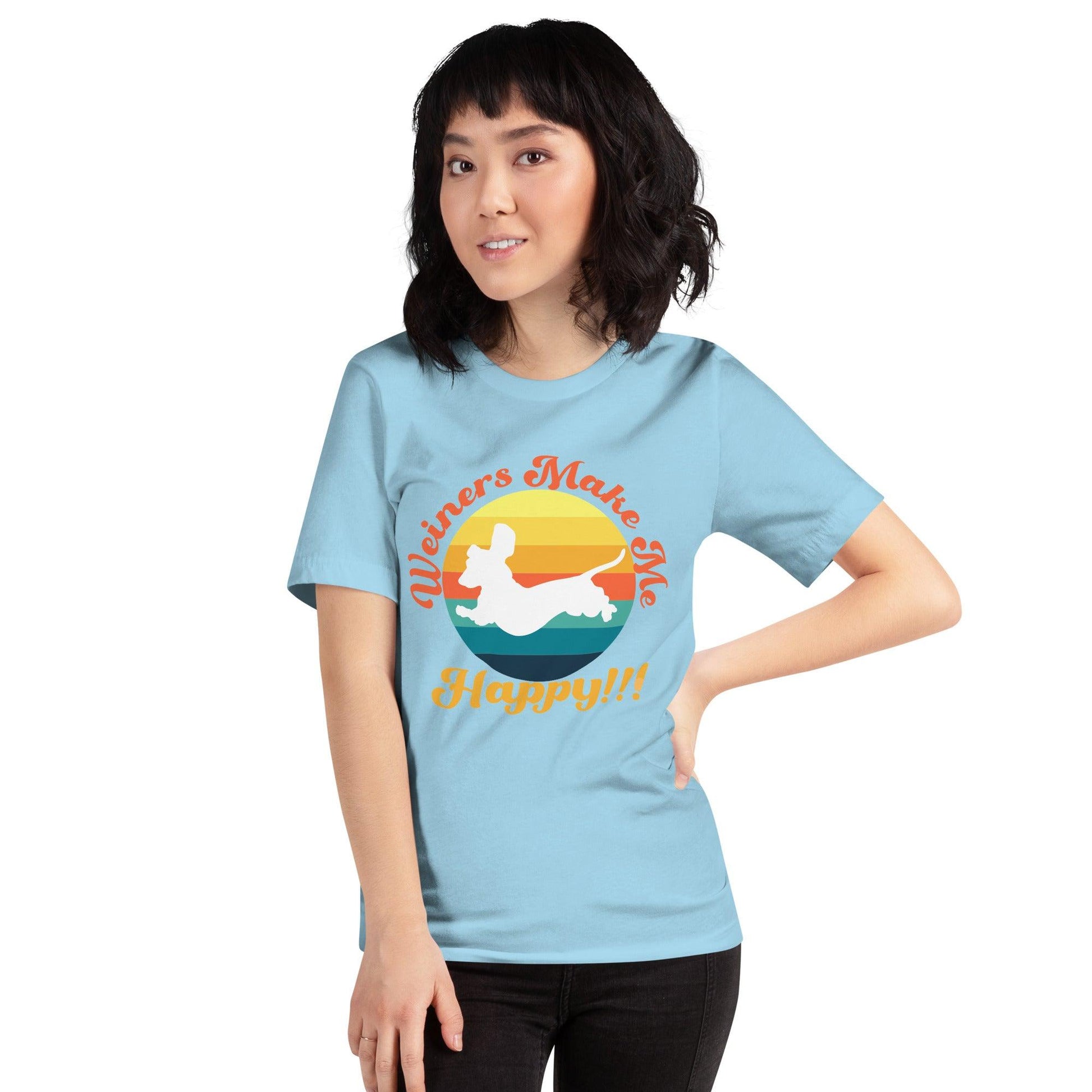 Weiners Make Me Happy Crew Neck T-Shirt - Pet Pride Tees