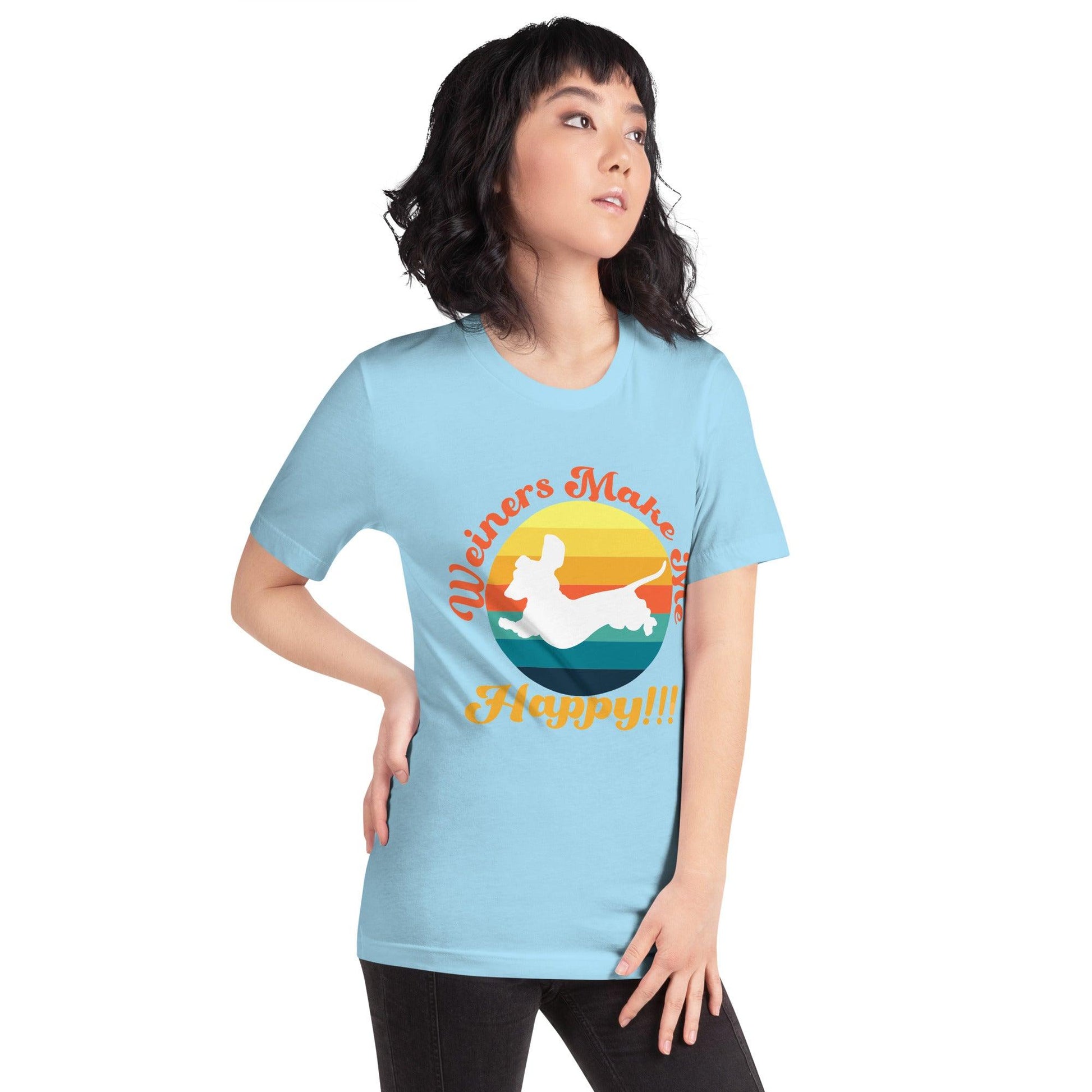 Weiners Make Me Happy Crew Neck T-Shirt - Pet Pride Tees