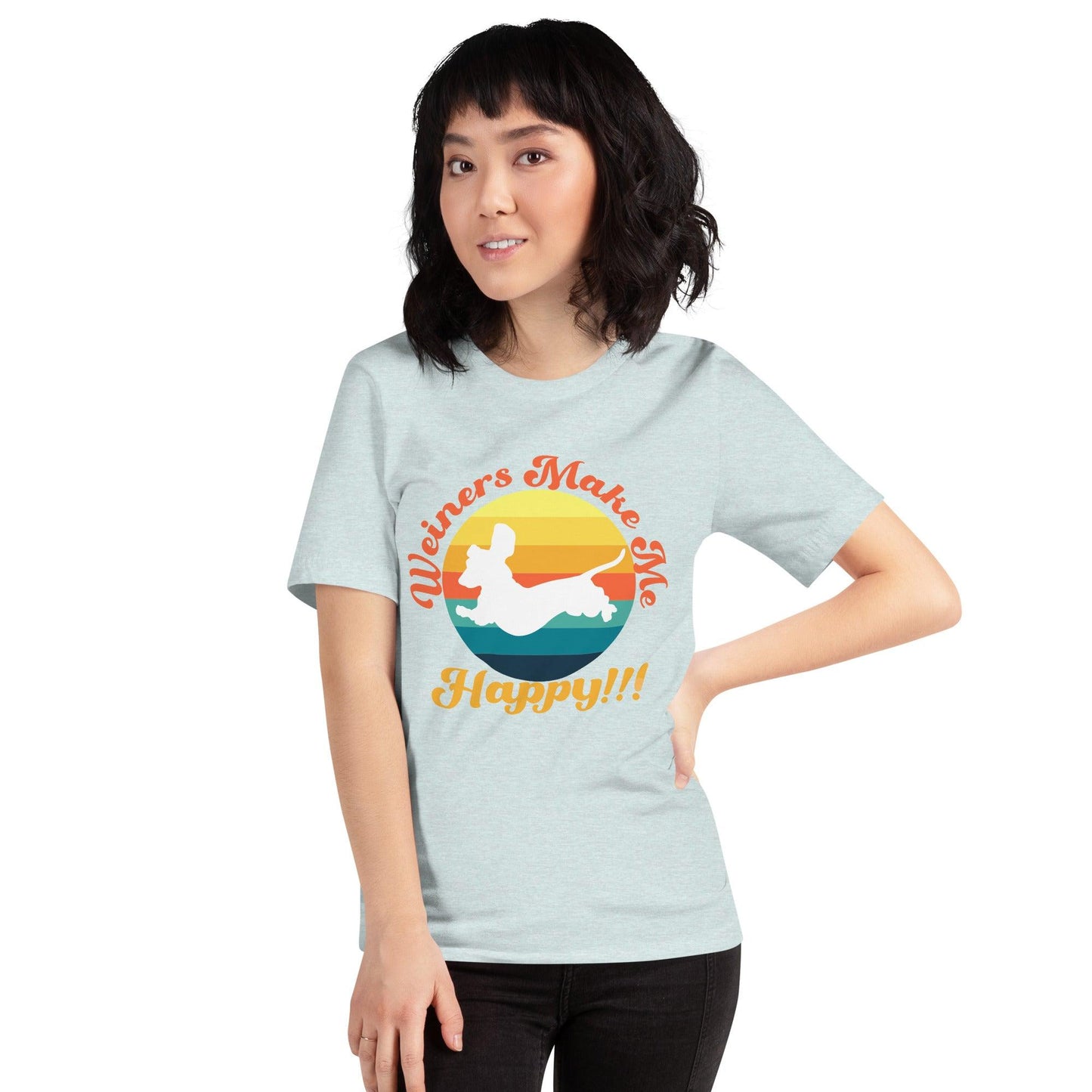 Weiners Make Me Happy Crew Neck T-Shirt - Pet Pride Tees