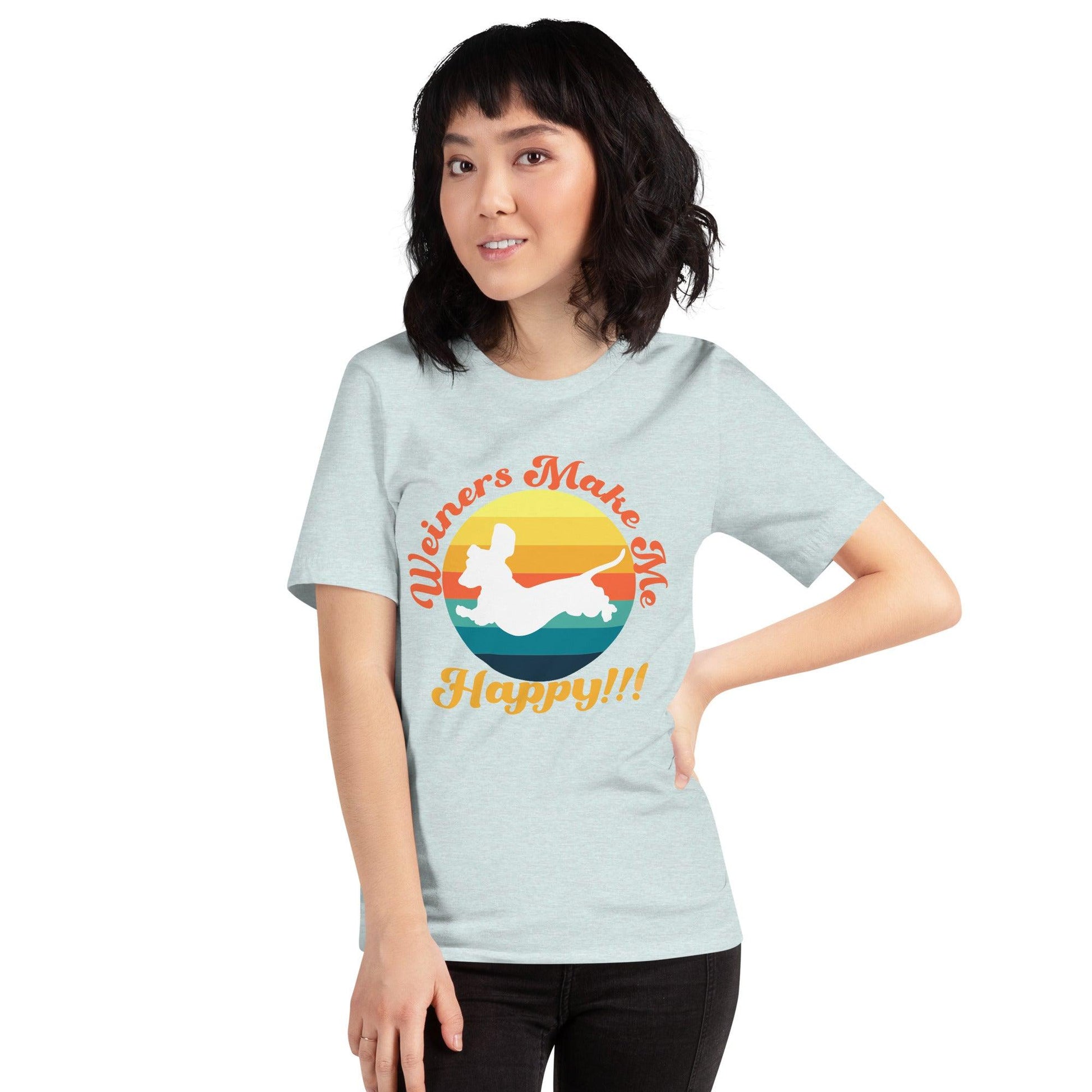 Weiners Make Me Happy Crew Neck T-Shirt - Pet Pride Tees