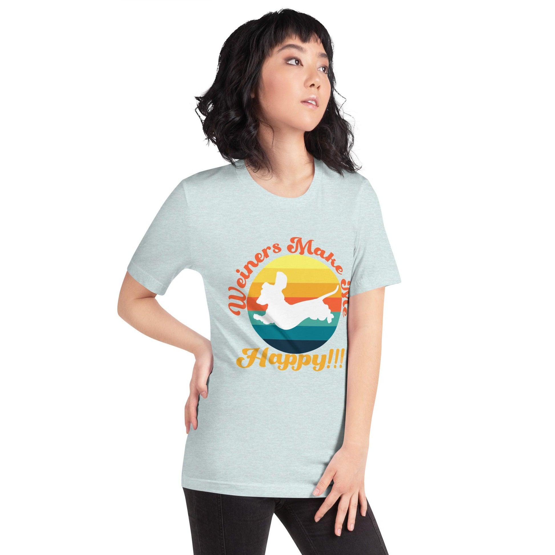 Weiners Make Me Happy Crew Neck T-Shirt - Pet Pride Tees