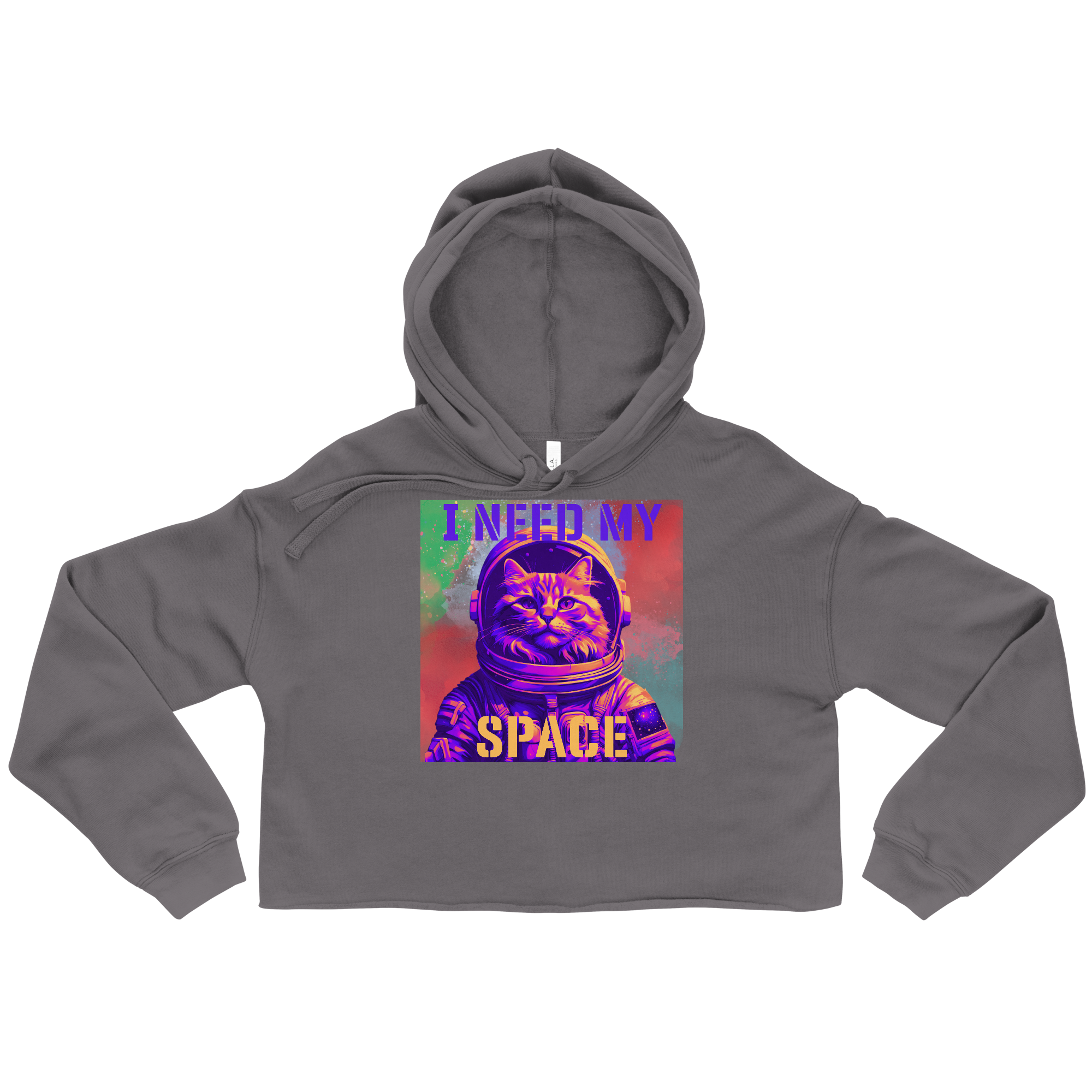 I Need My Space Astronaut Cat Cropped Hoodie - Pet Pride Tees