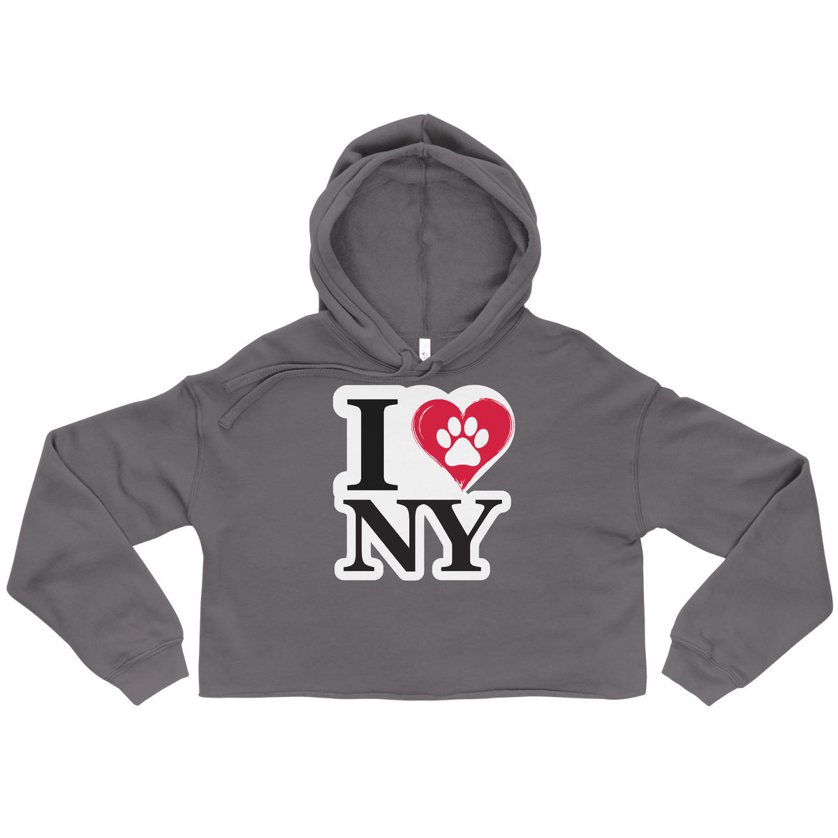 I Love NY Paw Heart Cropped Hoodie - Pet Pride Tees