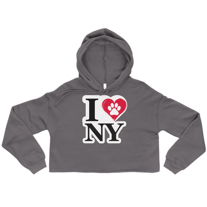 I Love NY Paw Heart Cropped Hoodie - Pet Pride Tees